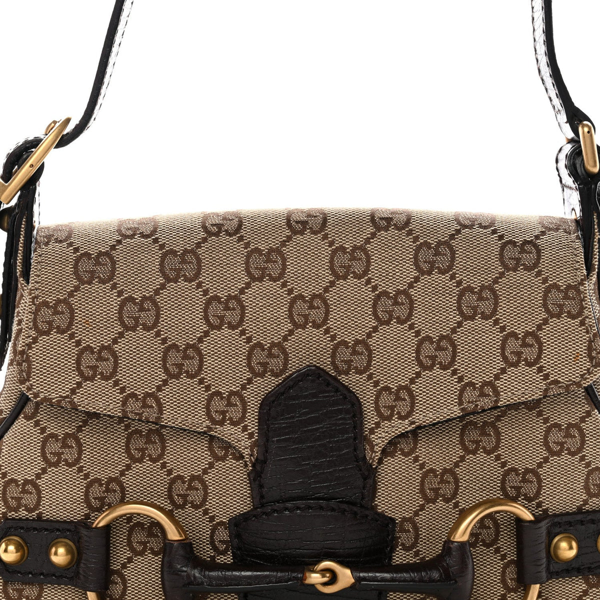 Monogram Horsebit Chain Flap Shoulder Bag Brown