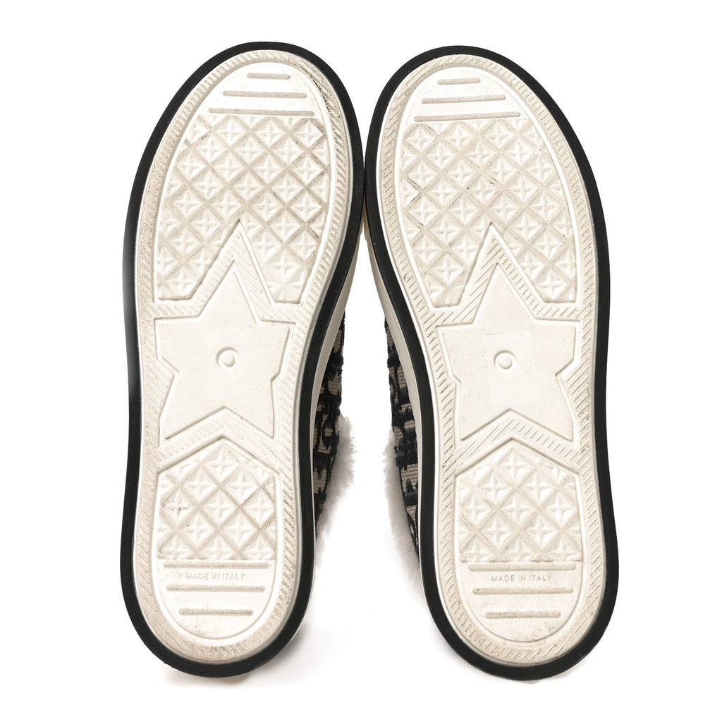Canvas Oblique Shearling Walk'N'Dior Platform Sneakers  38.5 Deep Blue