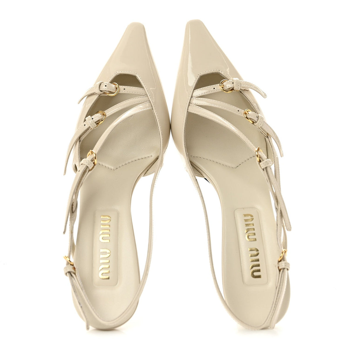Vernice Buckle 55mm Slingback Pumps 36 Avorio
