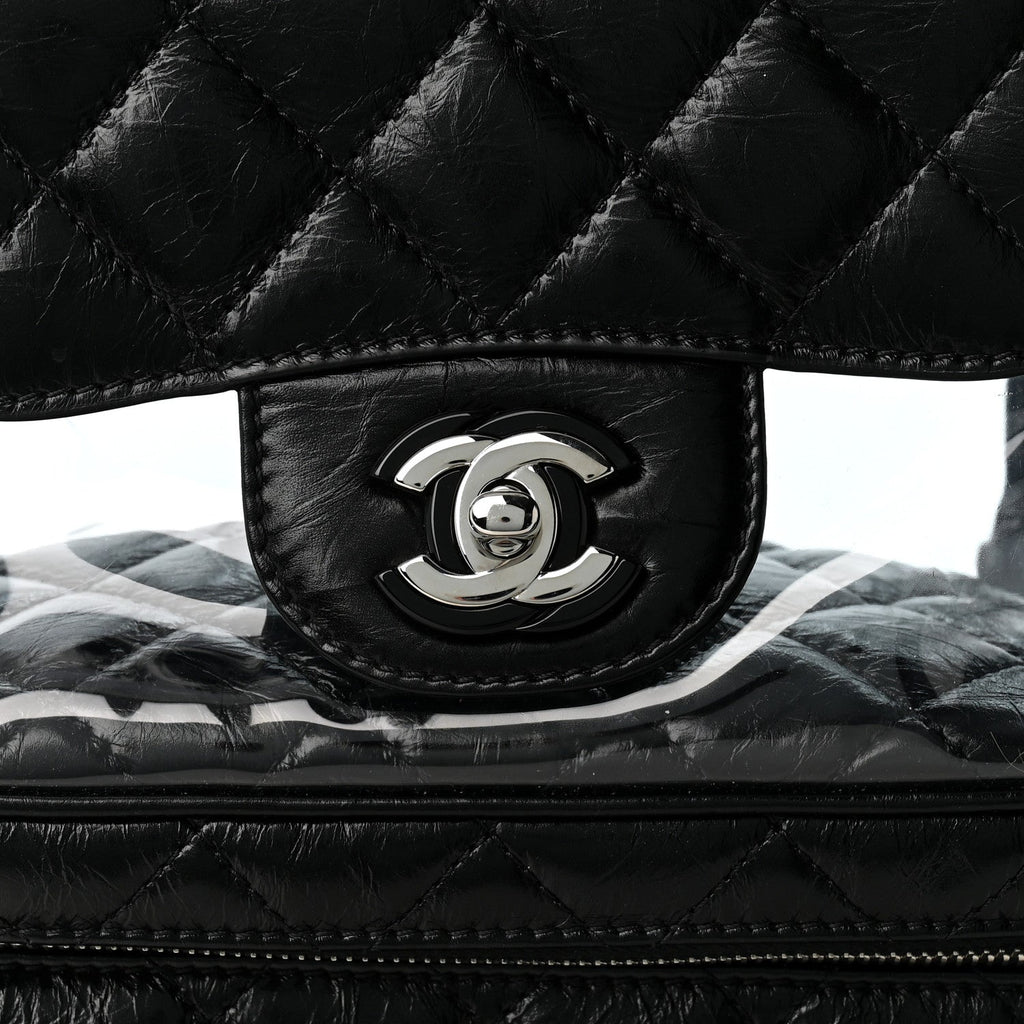 Crumpled Calfskin PVC Quilted Backpack Black
