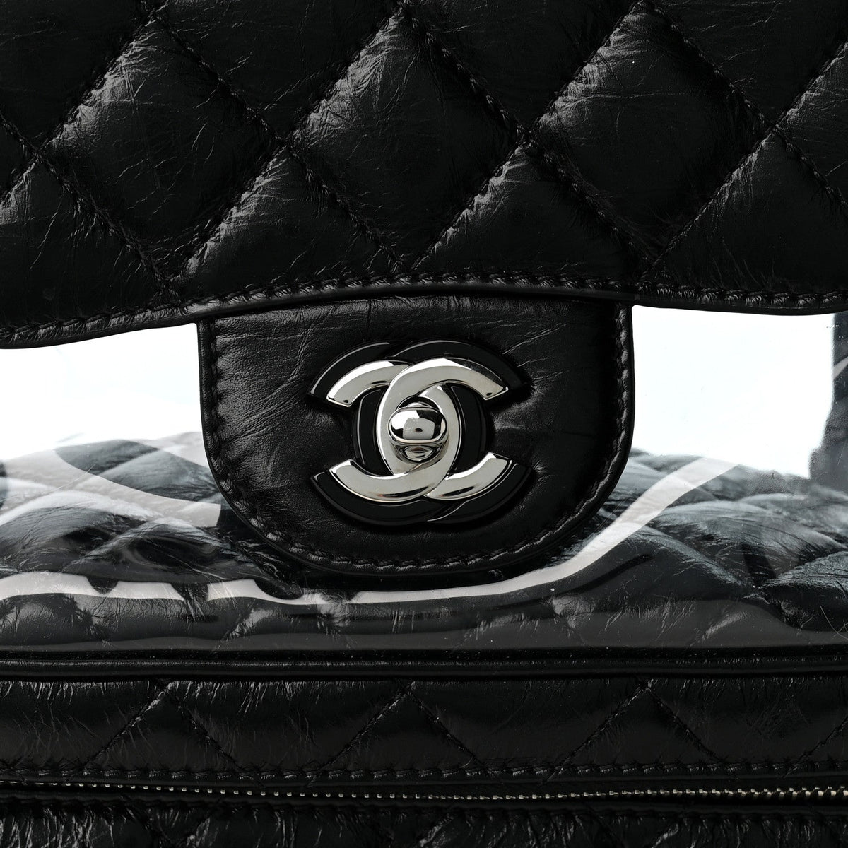 Crumpled Calfskin PVC Quilted Backpack Black