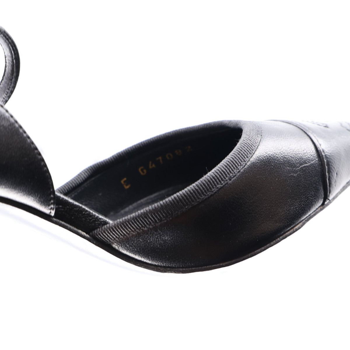 Iridescent Lambskin Pointed Cap Toe CC Slingback Pumps 37.5 Black