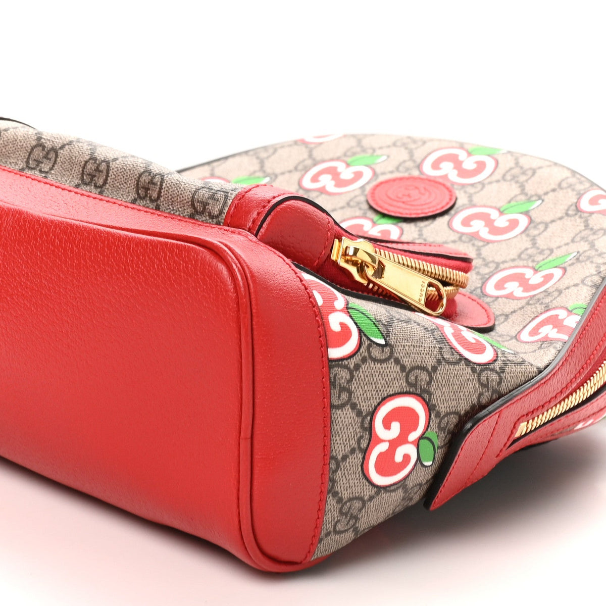 GG Supreme Monogram Apple Small Retro Interlocking G Day Backpack Beige Multicolor Lobster Red