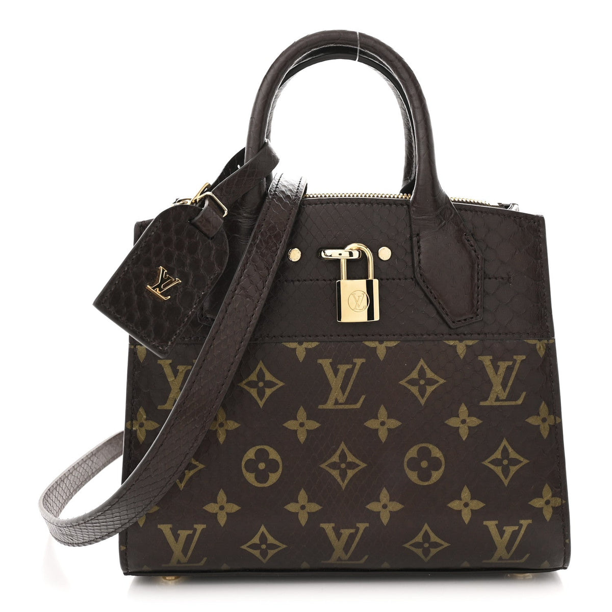 Snakeskin Monogram City Steamer Mini Brown