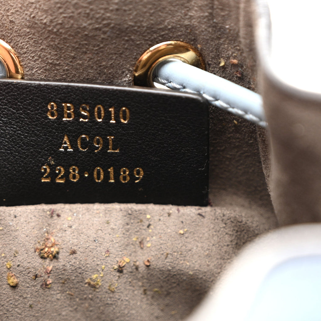 Vitello King F is Fendi Logo Embossed Mini Mon Tresor Bucket Bag Azzurro Baby Azzurro Baby