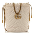 Calfskin Matelasse Mini GG Marmont 2.0 Bucket Bag White