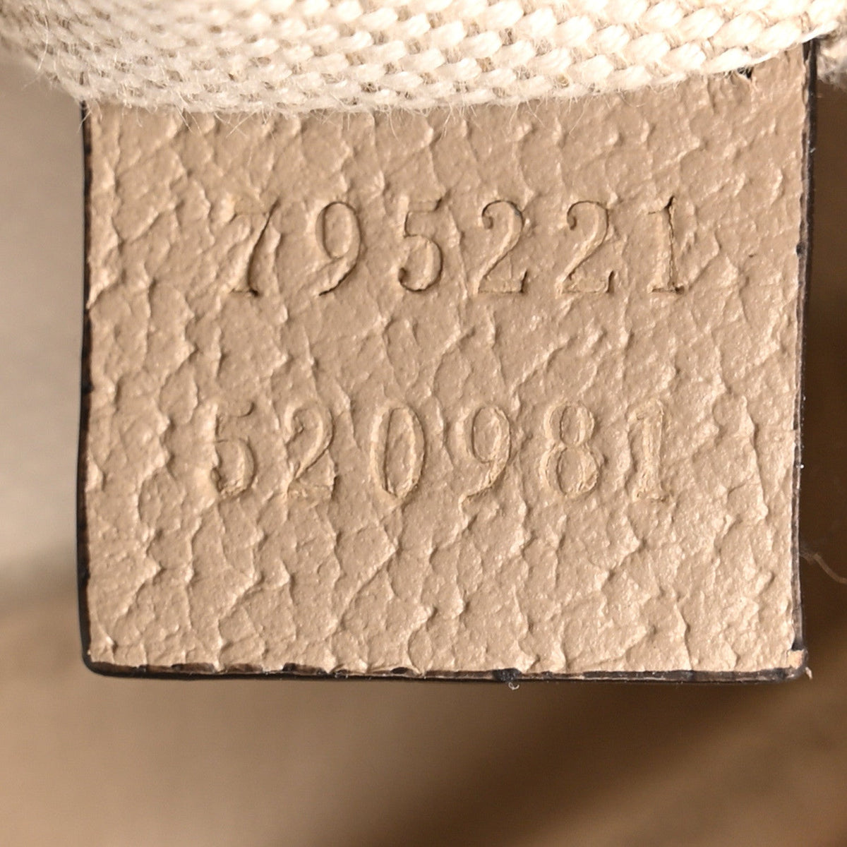 GG Supreme Monogram Textured Dollar Calfskin Web Mini Chain Drawstring Backpack Beige Mystic White Oatmeal