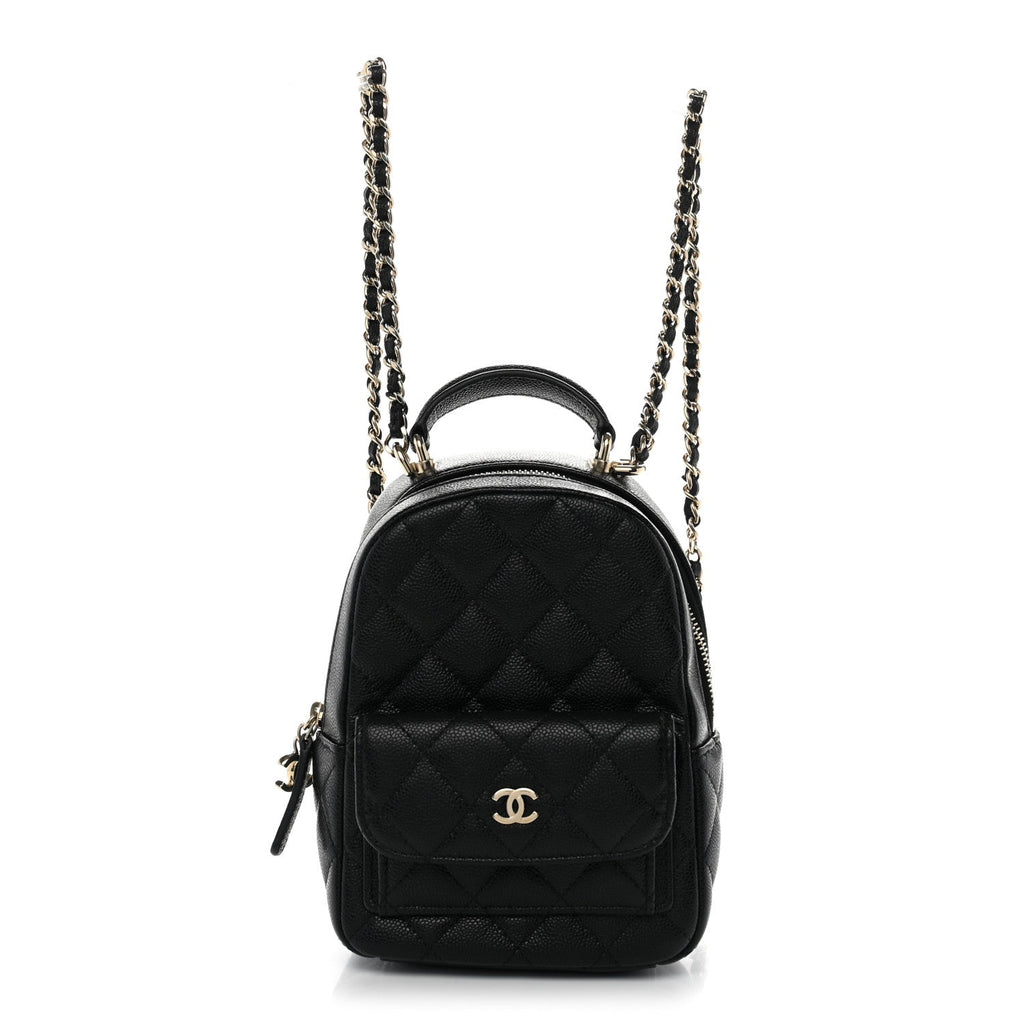 Caviar Quilted CC Mini Classic Backpack Black