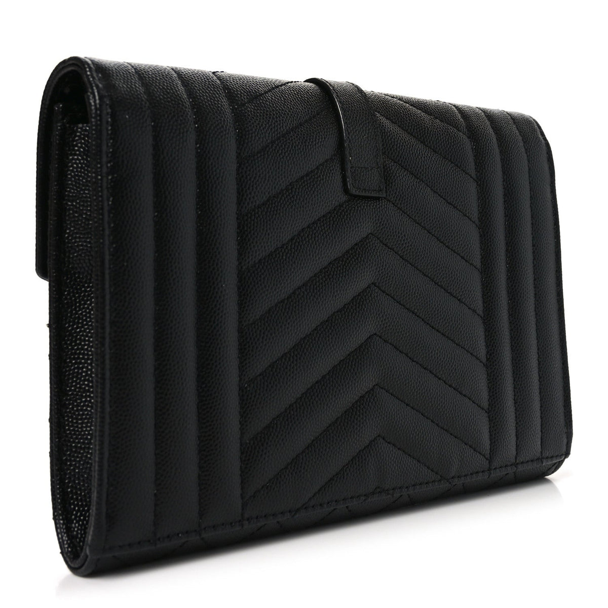 Grain De Poudre Textured Mixed Matelasse Triquilt Monogram Clutch Black
