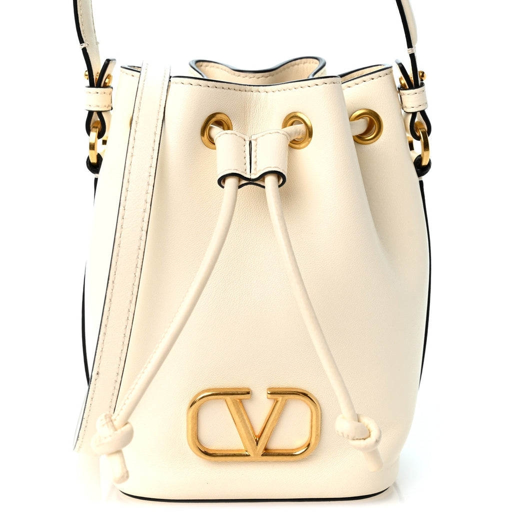 Nappa Mini VLogo Signature Bucket Bag Light Ivory