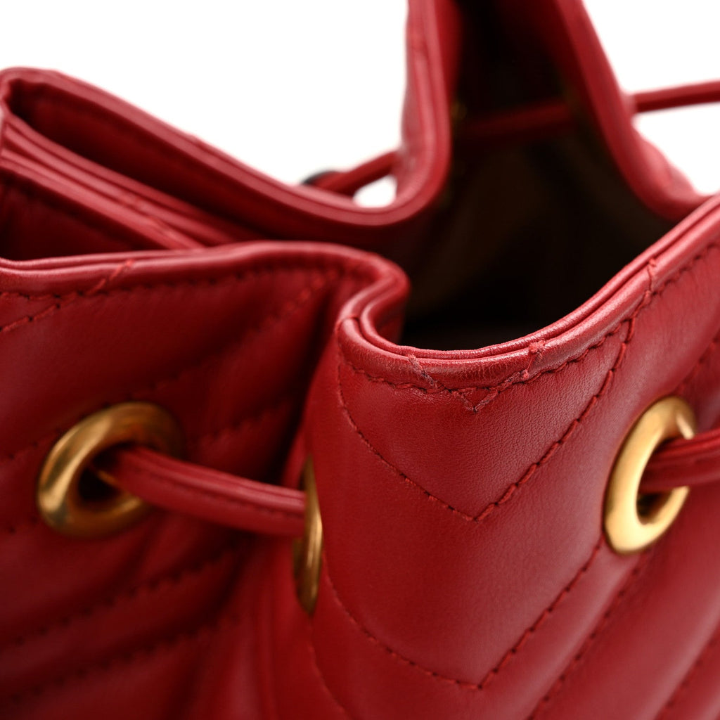 Calfskin Matelasse Sylvie Web GG Marmont Bucket Bag Hibiscus Red