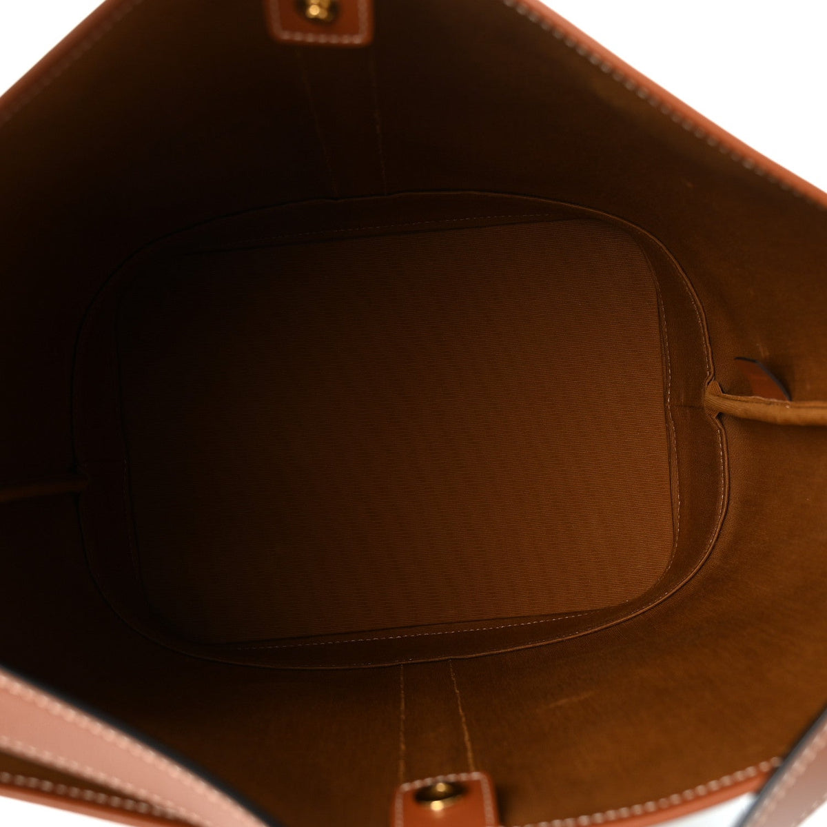 Triomphe Canvas Calfskin Medium Bucket Bag Tan