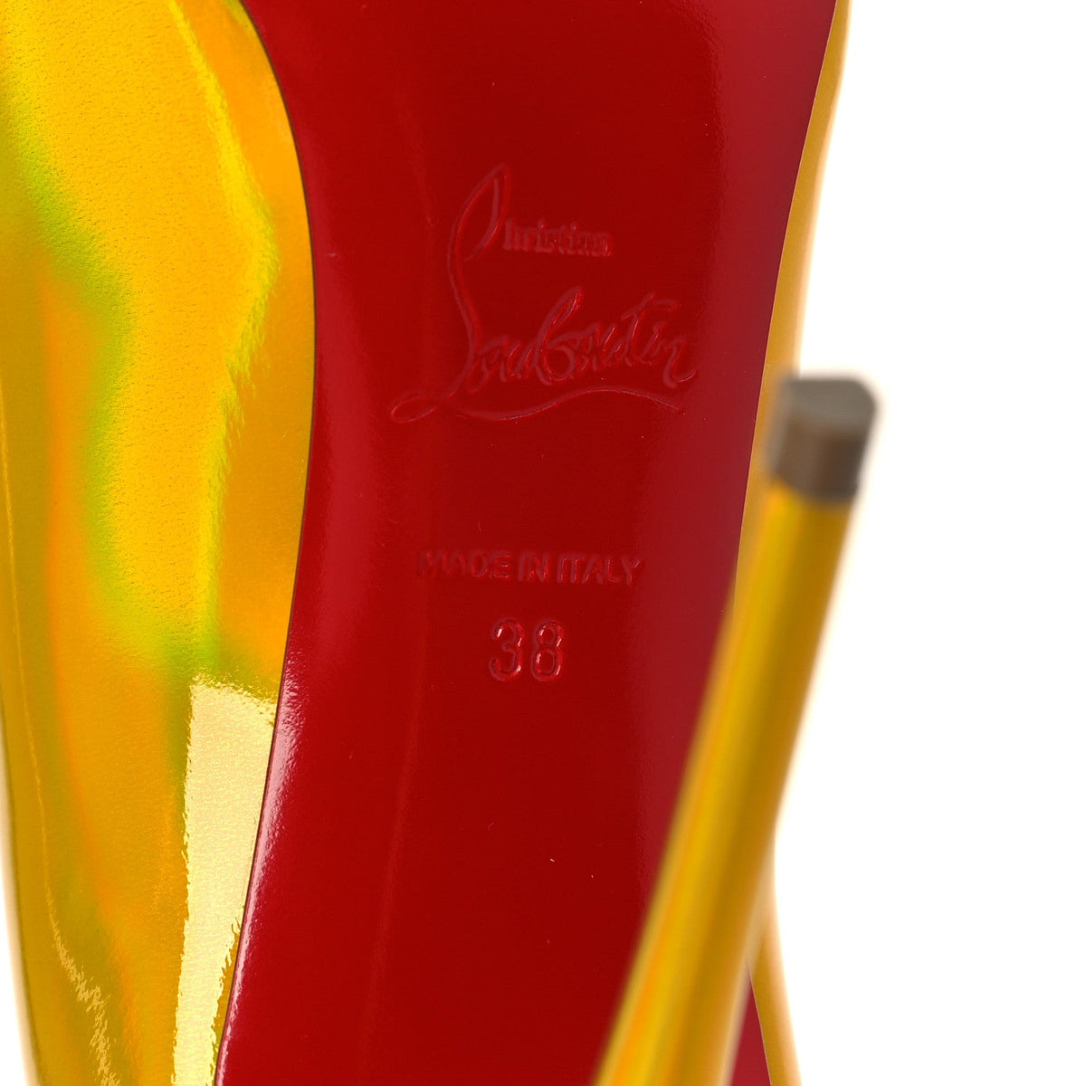Metallic Patent Hot Chick 100 Pumps 38 Yellow