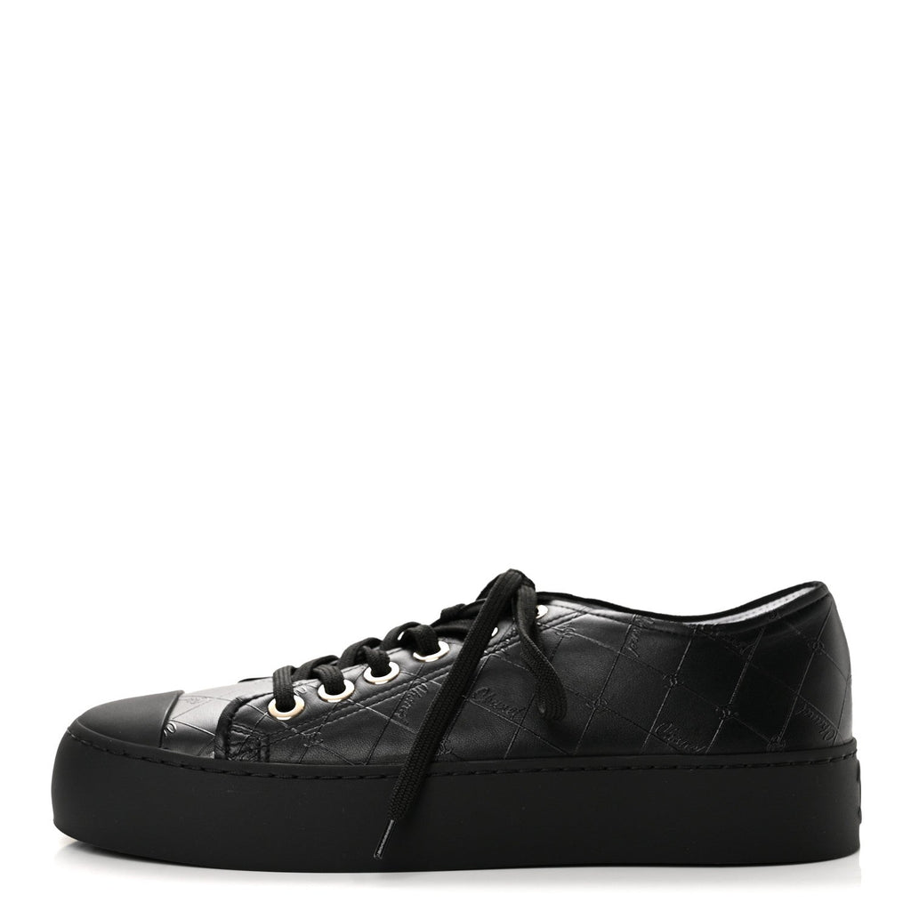 Lambskin Printed Logo Sneakers 38 Black
