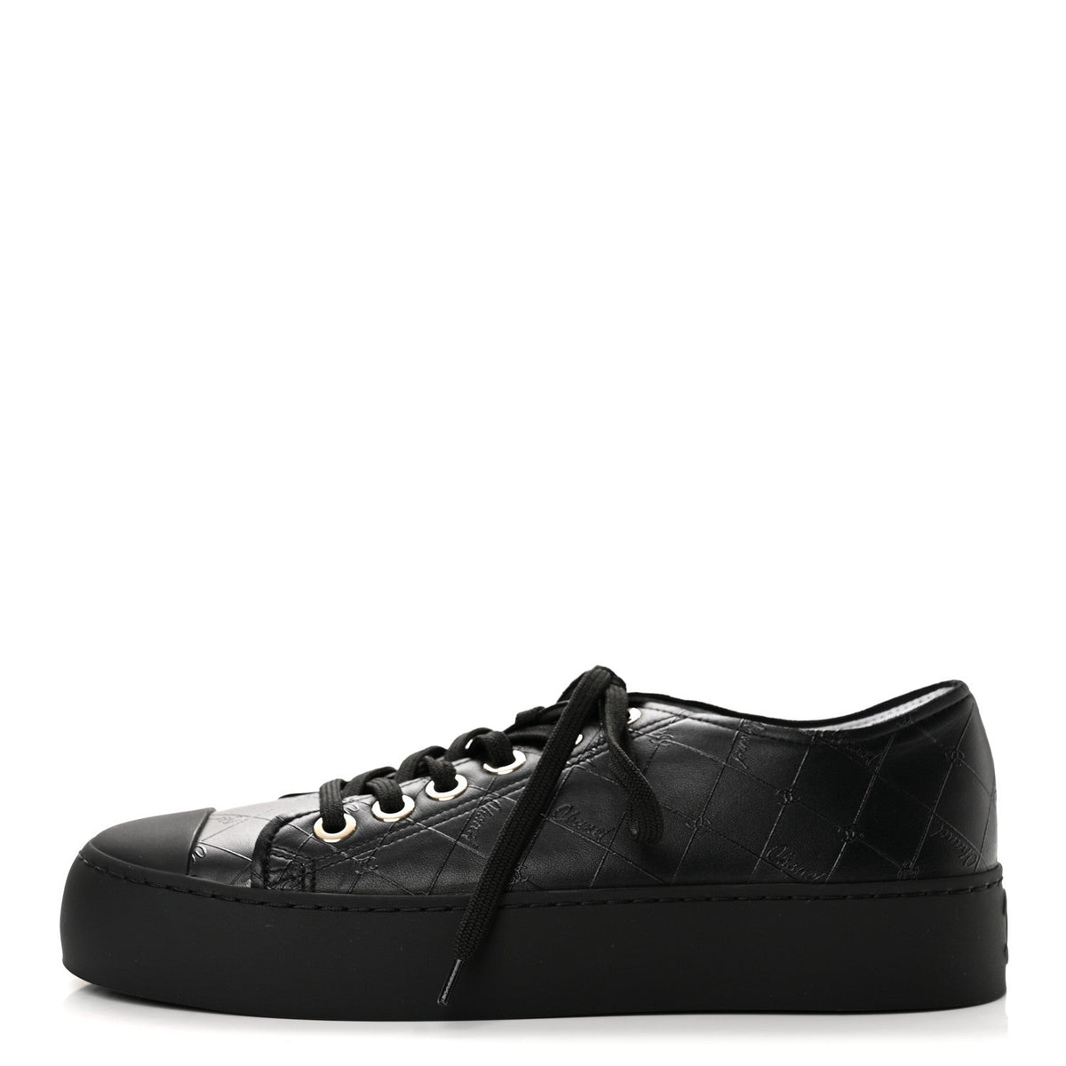 Lambskin Printed Logo Sneakers 38 Black