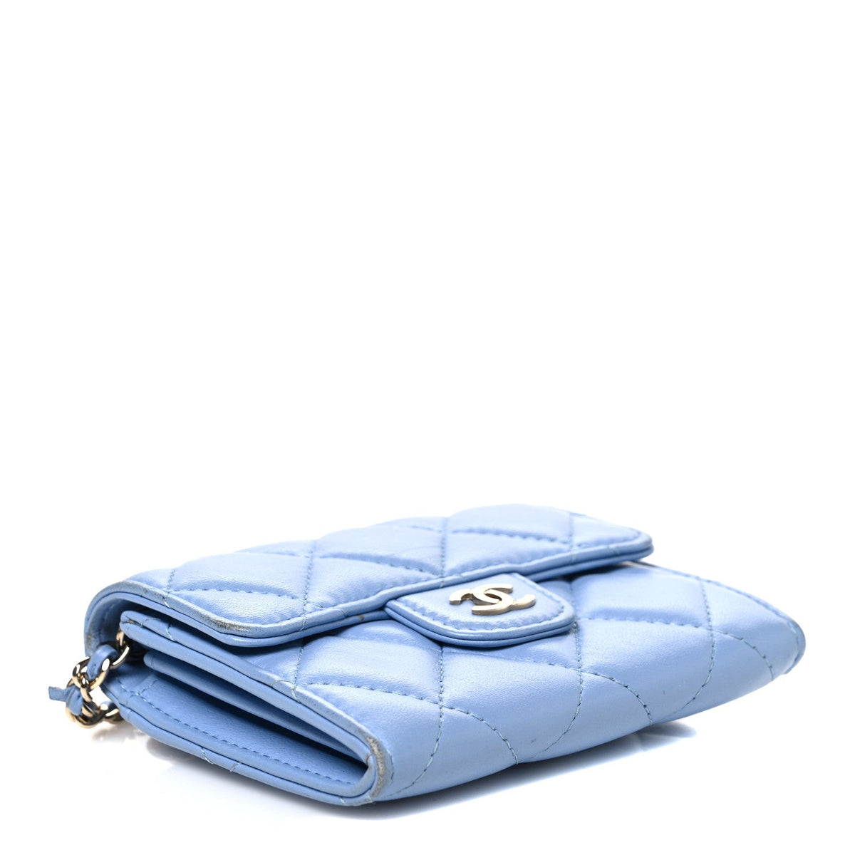 Lambskin Quilted Mini Chain Belt Bag Blue