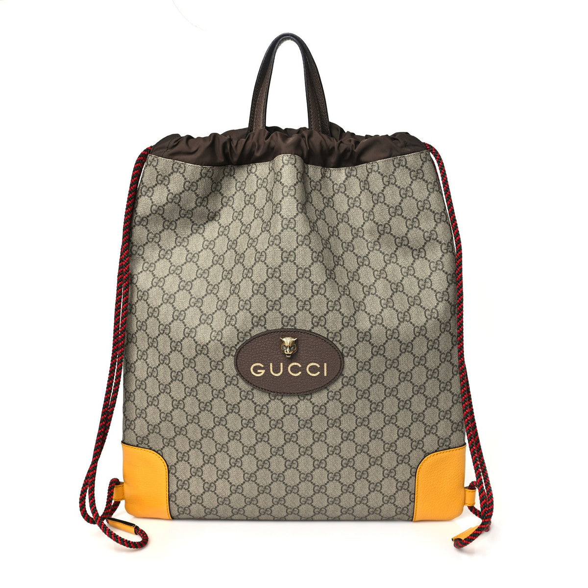 GG Supreme Monogram Neo Vintage Drawstring Backpack Beige New Acero Crop