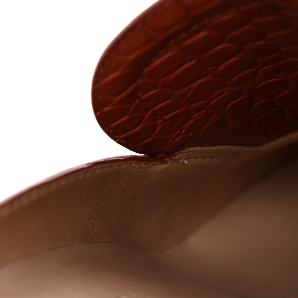 Calfskin Alligator Embossed Mules 39.5 Rust