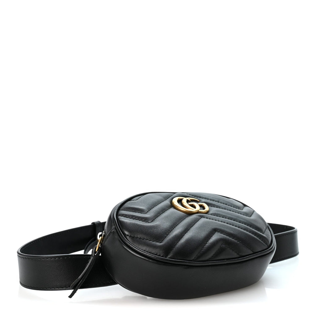 Calfskin Matelasse GG Marmont Belt Bag 75 30 Black