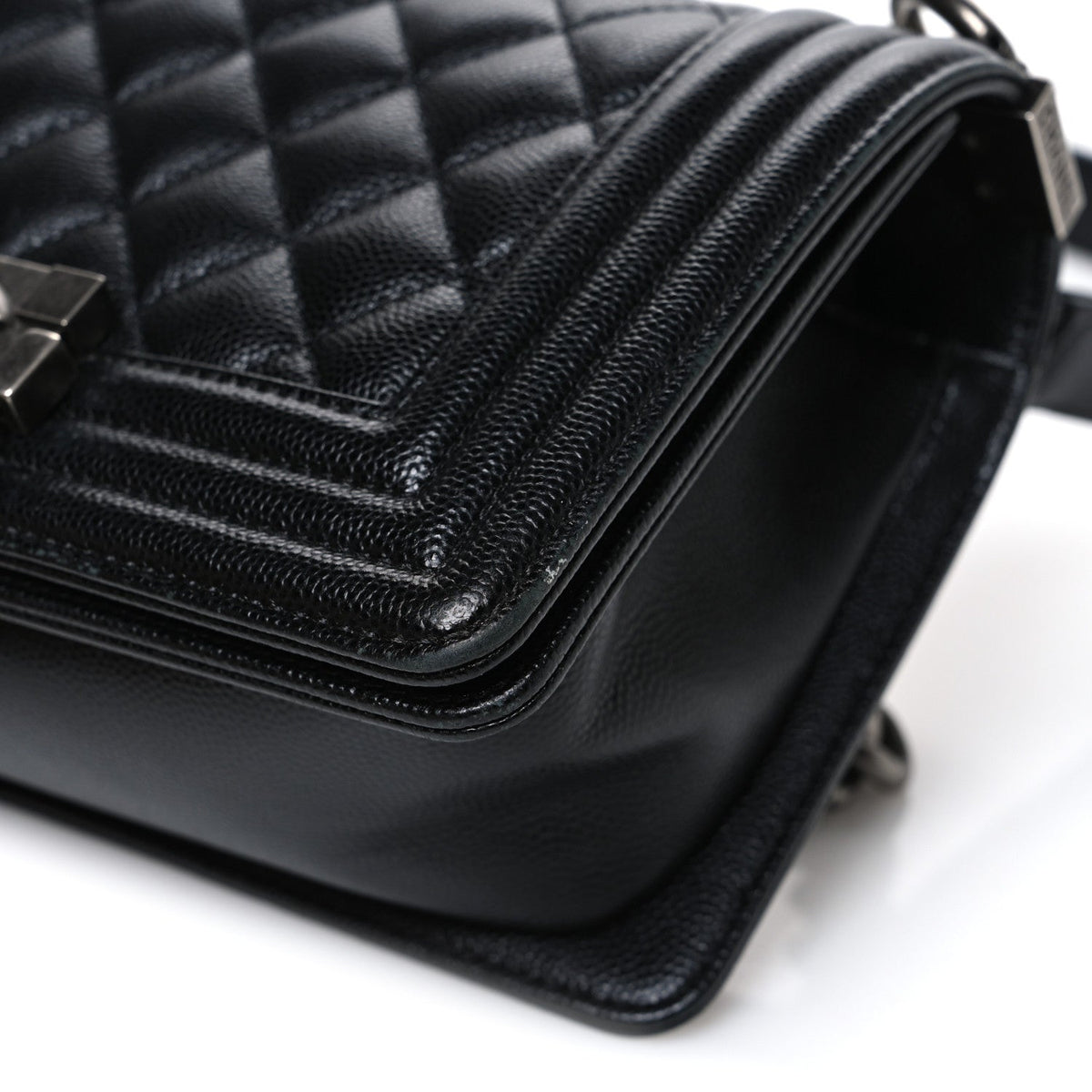Caviar Quilted Small Boy Flap Black