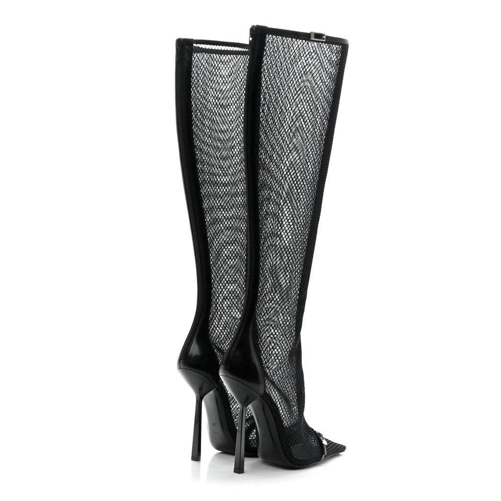 Mesh Oxails Knee High Boots 39 Black