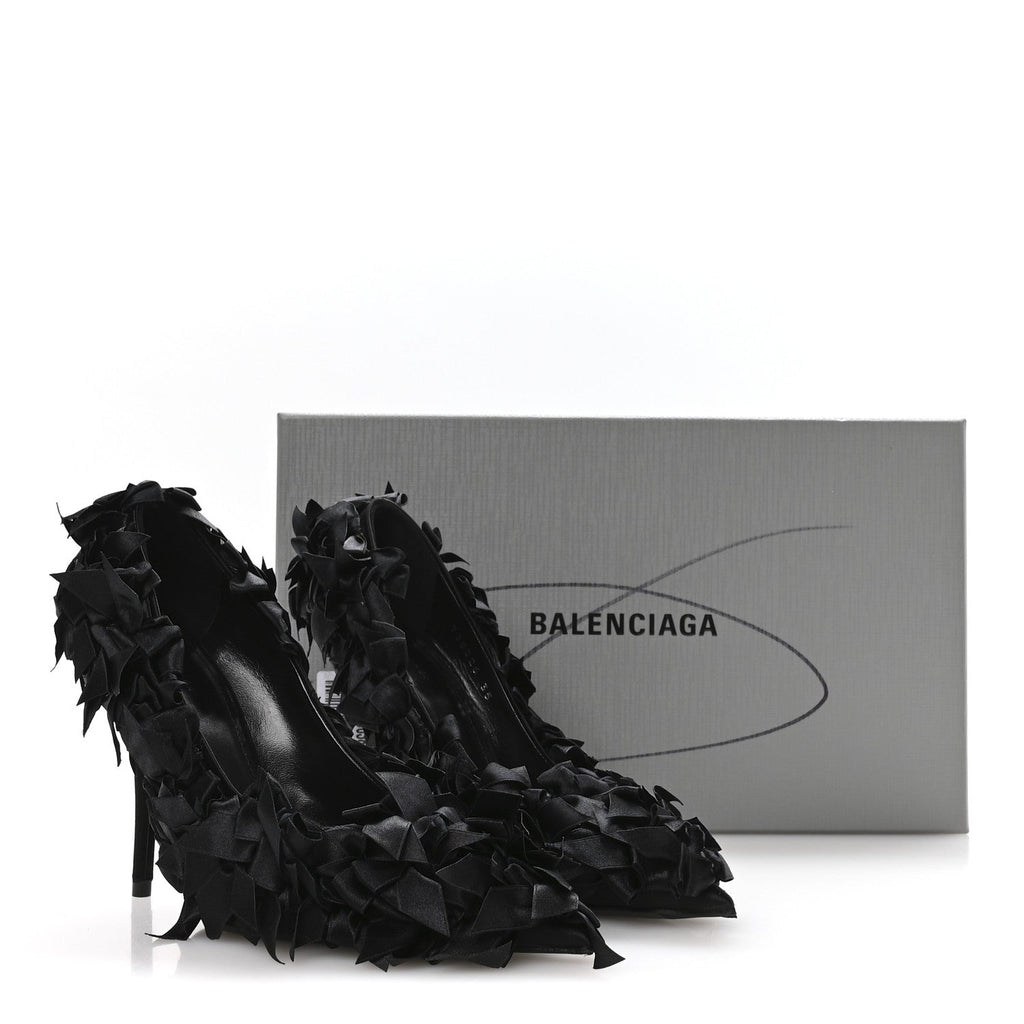 Satin Pointed Marie A Bows All Over 110mm Pumps 35 Black