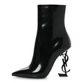 Glazed Calfskin Opyum Ankle Boots 36 Black