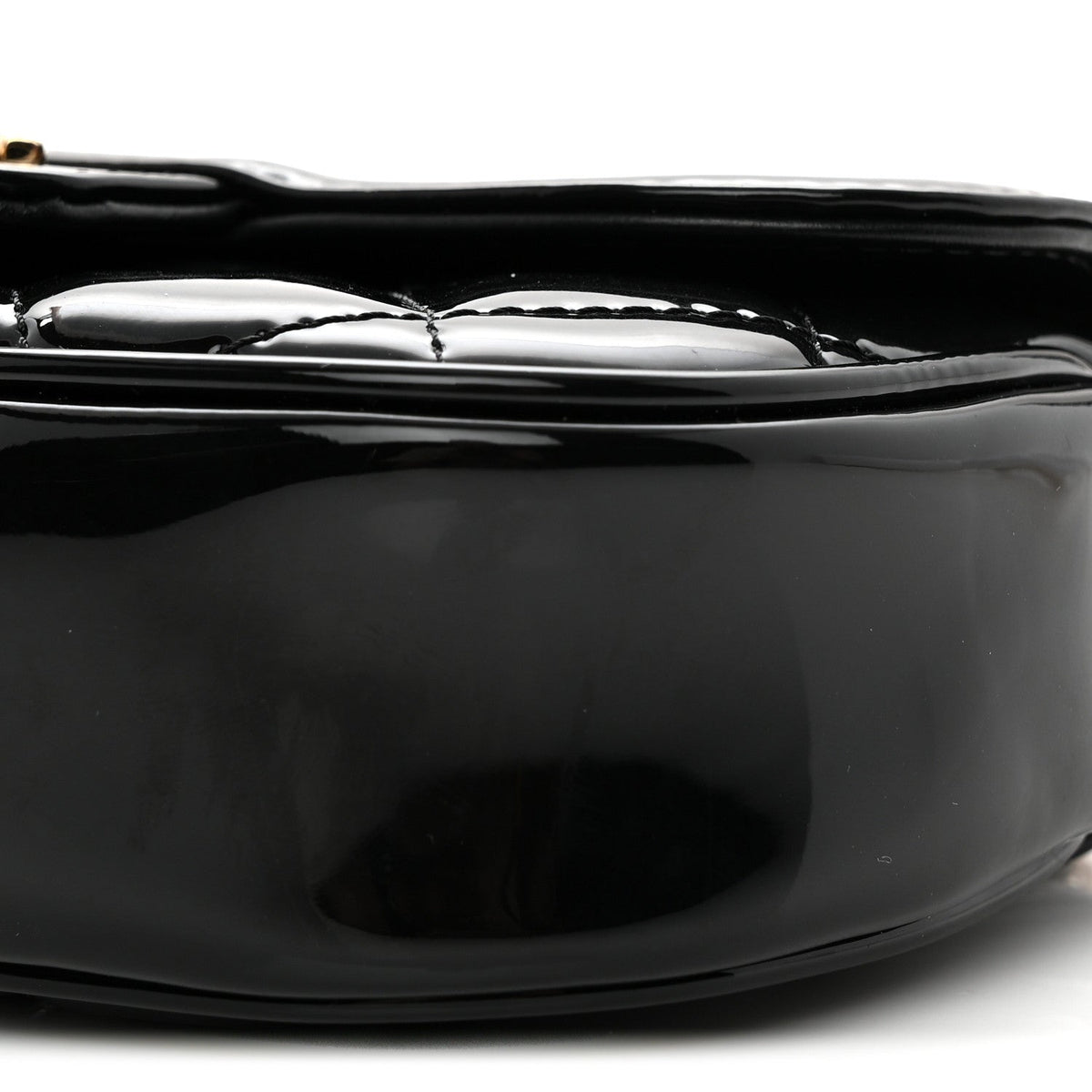 Patent Calfskin Quilted Mini Clutch Black