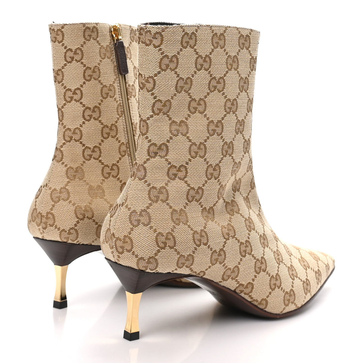 GG Monogram Malaga Kid Womens Bombshell Bootie 37.5 Sand Dark Brown