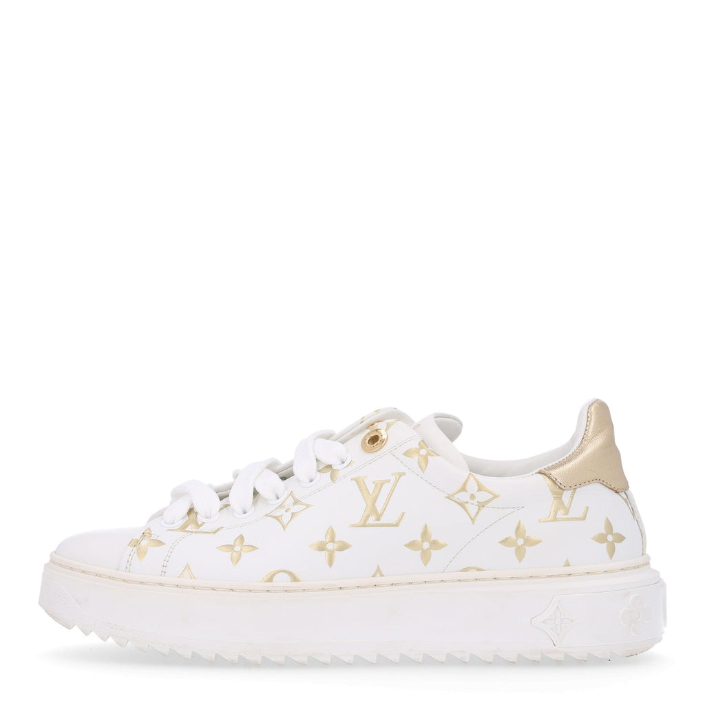 Calfskin Monogram Debossed Time Out Sneakers 37 Gold