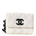 Caviar Quilted My Everything Belt Flap Card Holder White