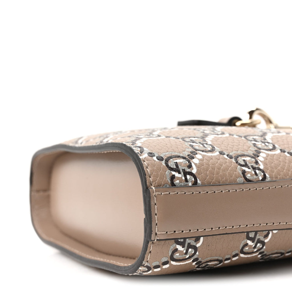 GG Shadow Monogram Mini Bucket Bag Beige Taupe