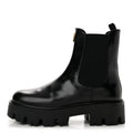 Brushed Calfskin Stride Triangle Booties 36.5 Black