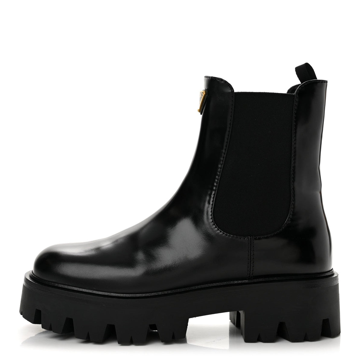 Brushed Calfskin Stride Triangle Booties 36.5 Black