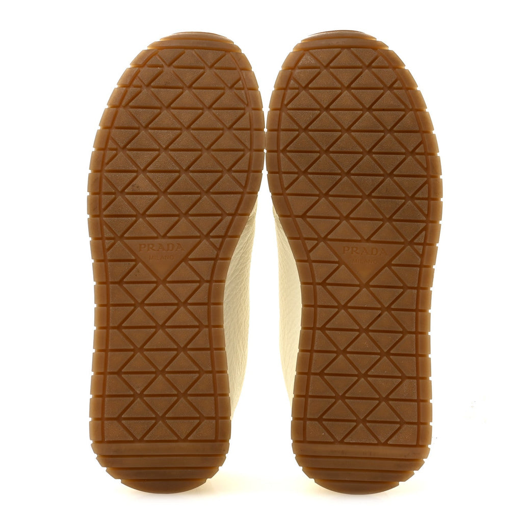 Calfskin Metal Triangle Logo Womens Sneakers 40 Neutral