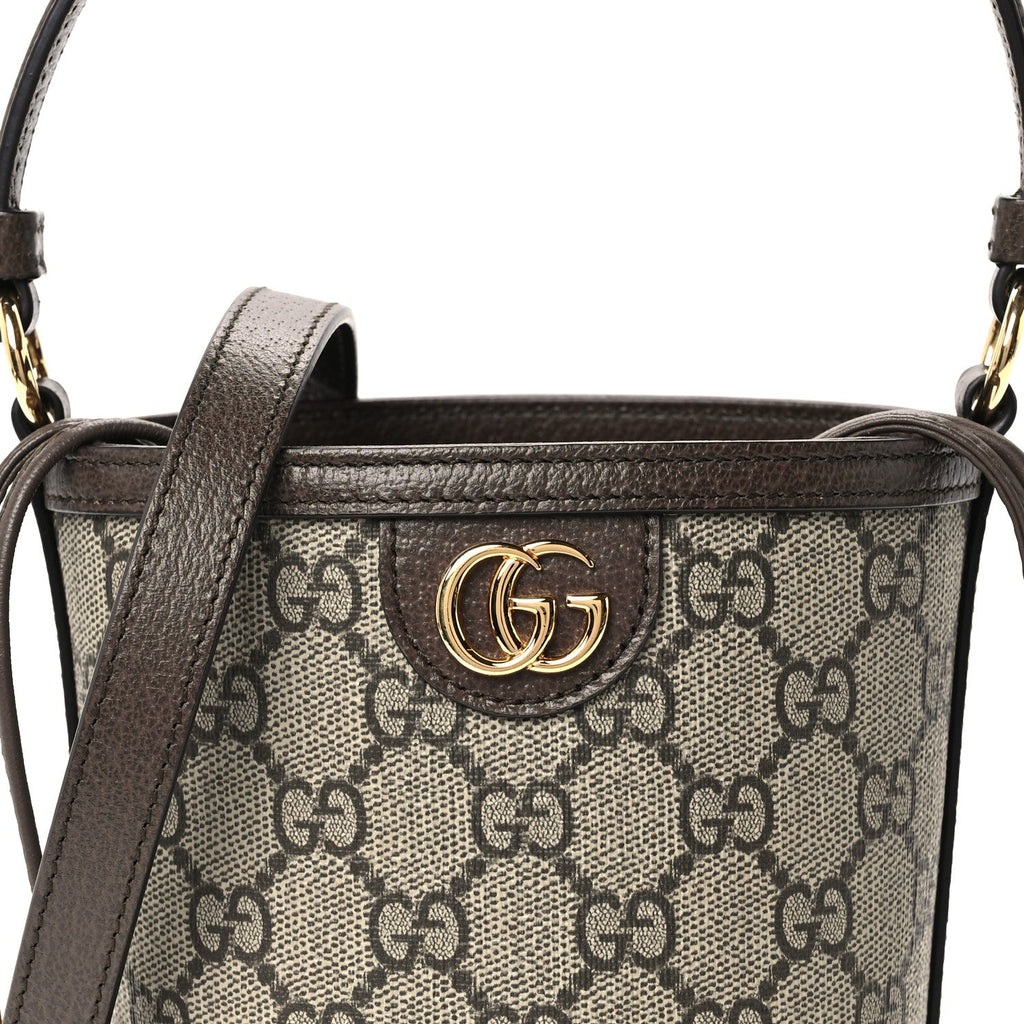 GG Supreme Monogram Ophidia Mini Bucket Bag Beige Ebony