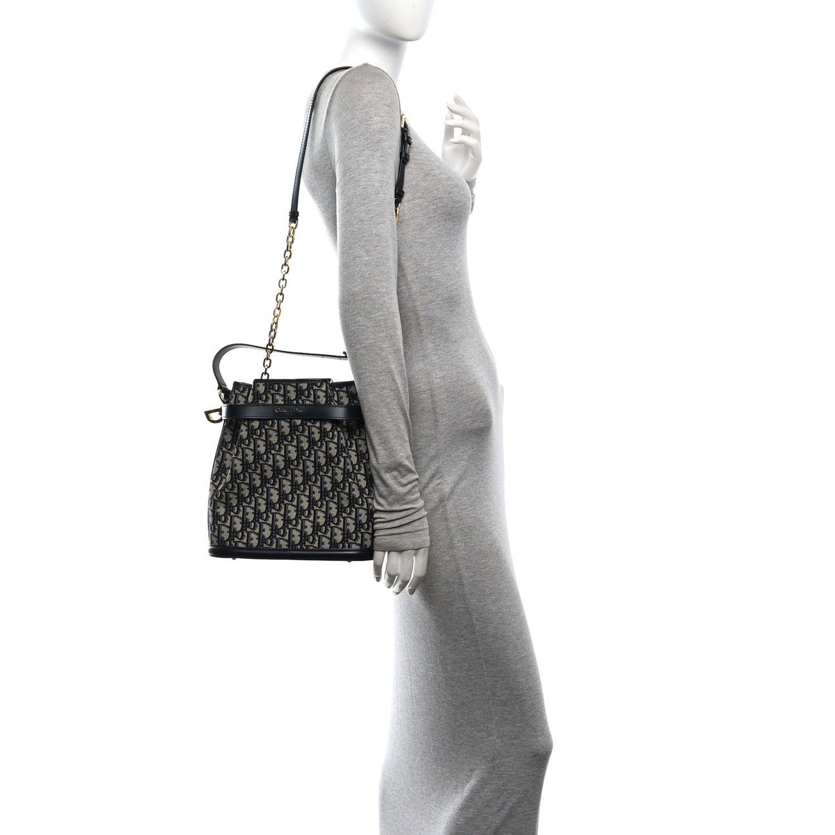 Oblique Calfskin Medium C'est Dior Bucket Bag Blue