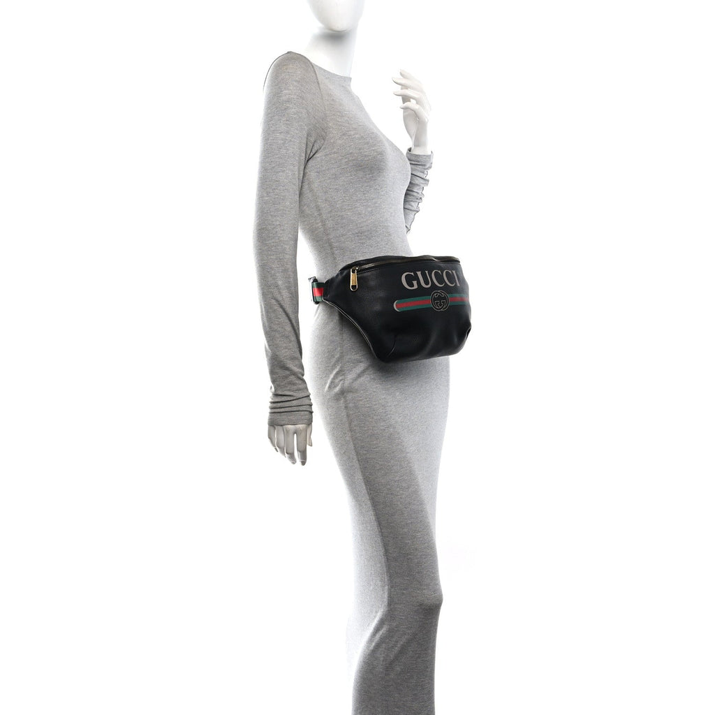 Grained Calfskin Logo Belt Bag Black