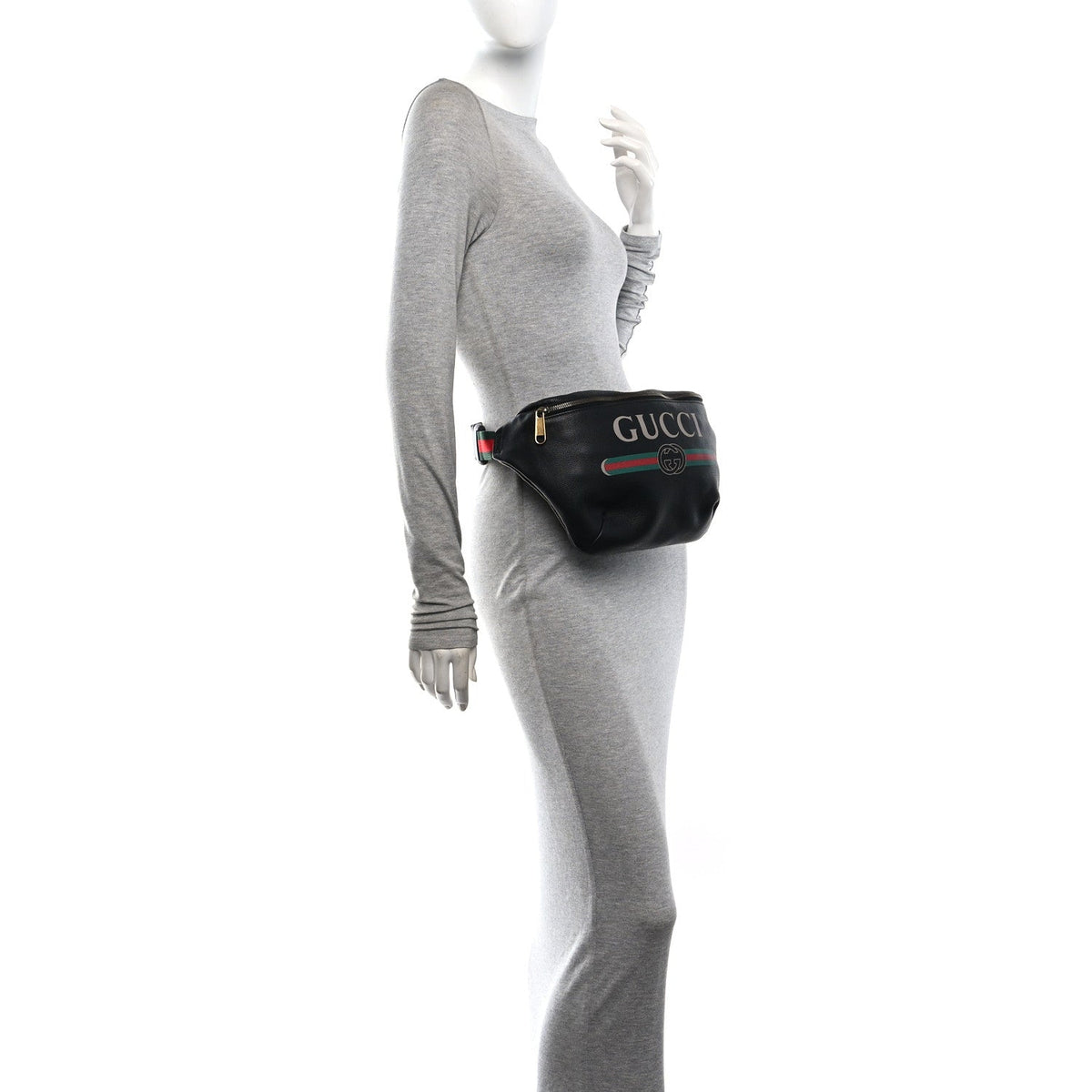 Grained Calfskin Logo Belt Bag Black