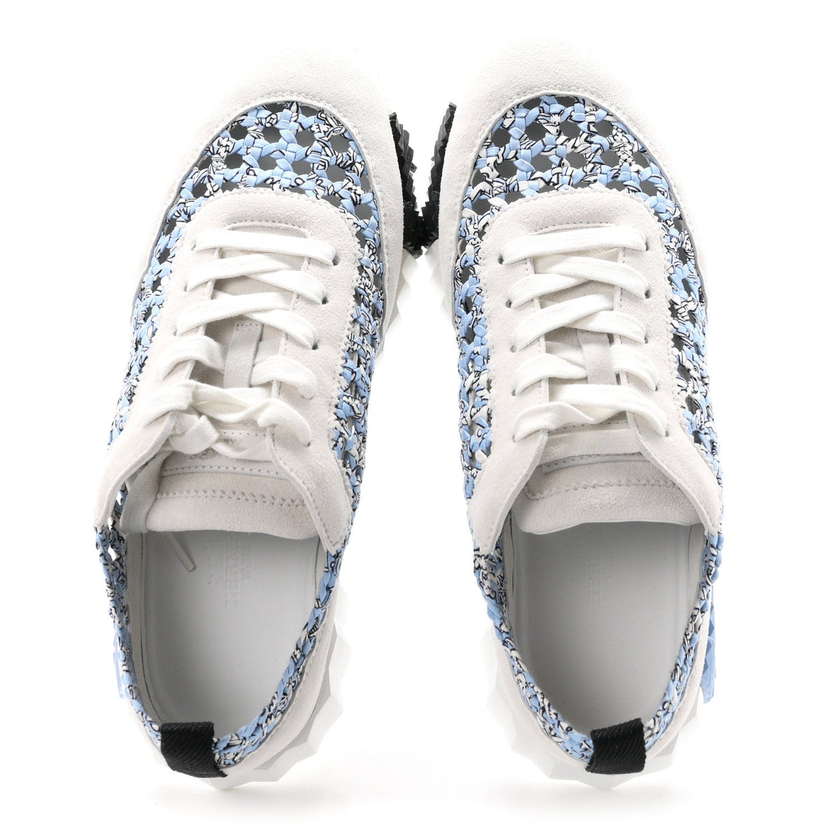 Braided Silk Suede Bouncing Sneakers 37.5 Bleu Clair White