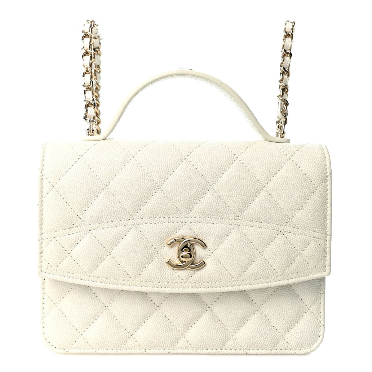 Caviar Quilted Top Handle Mini Chanel 25 Backpack White