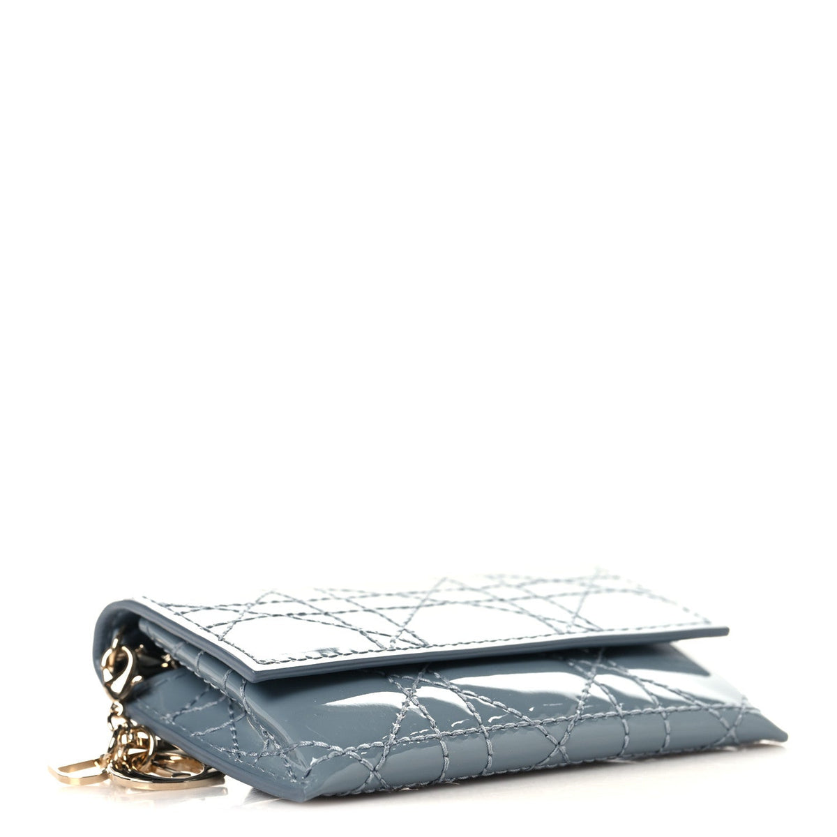 Patent Cannage Mini Waist Pouch on Chain Denim