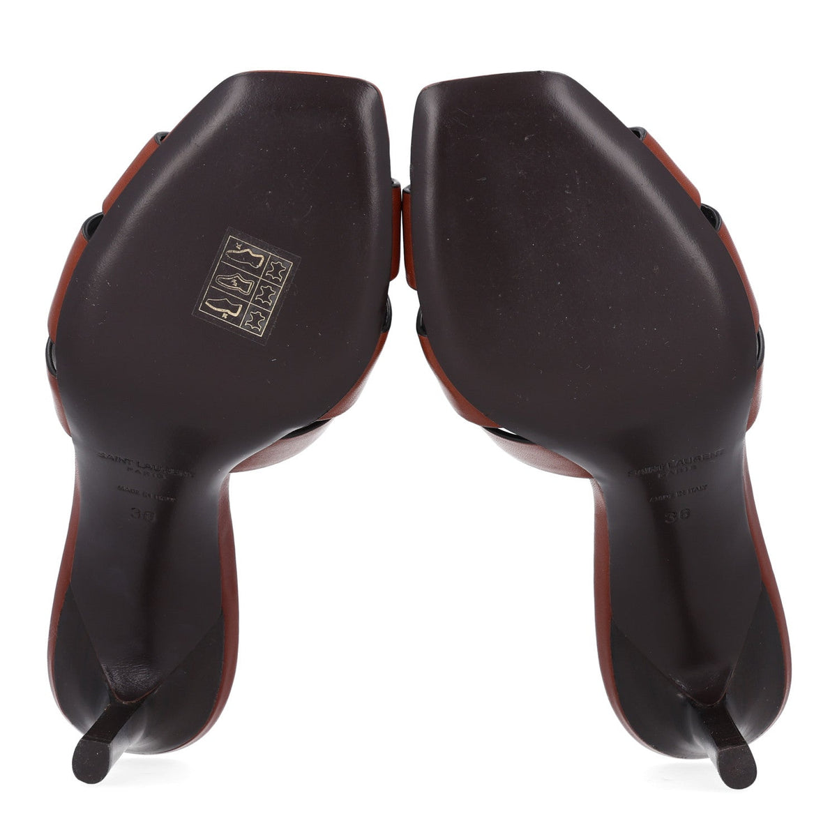 Calfskin Tribute 85 Slide Sandals 36 New Papaya