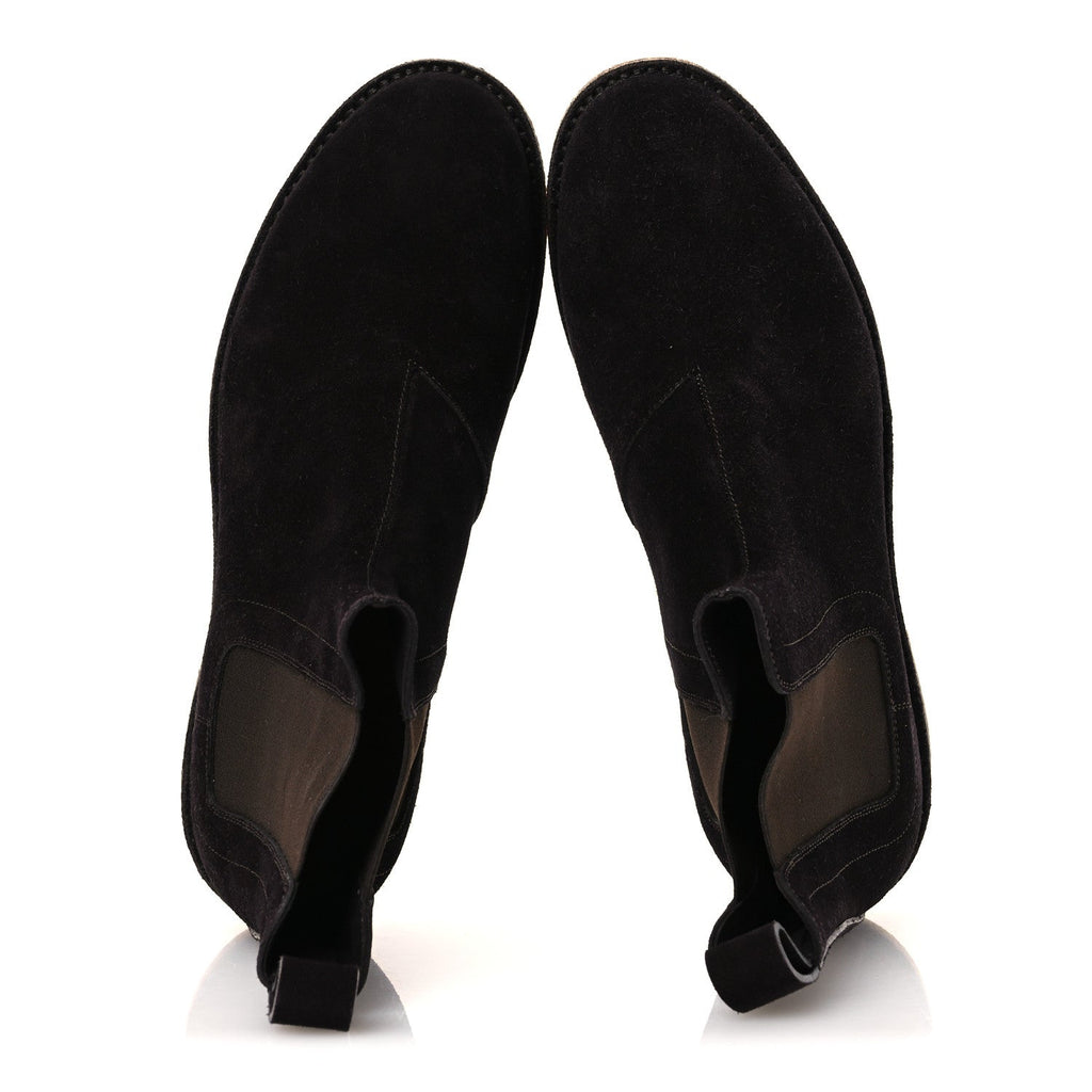 Suede Calfskin Rubber Sole Chelsea Boots 41 Espresso