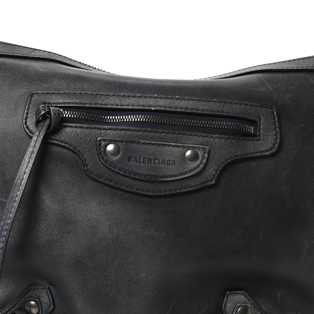 Used Calfskin Silver Hardware Small Neo Classic City Navy
