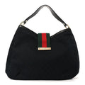 Monogram Large New Ladies Web Hobo Black