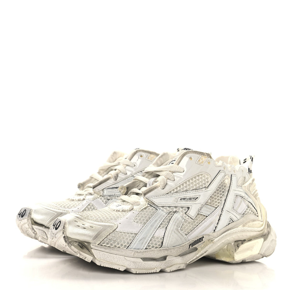 Mesh Rubber Monocolor Womens Runner Sneakers 40 White