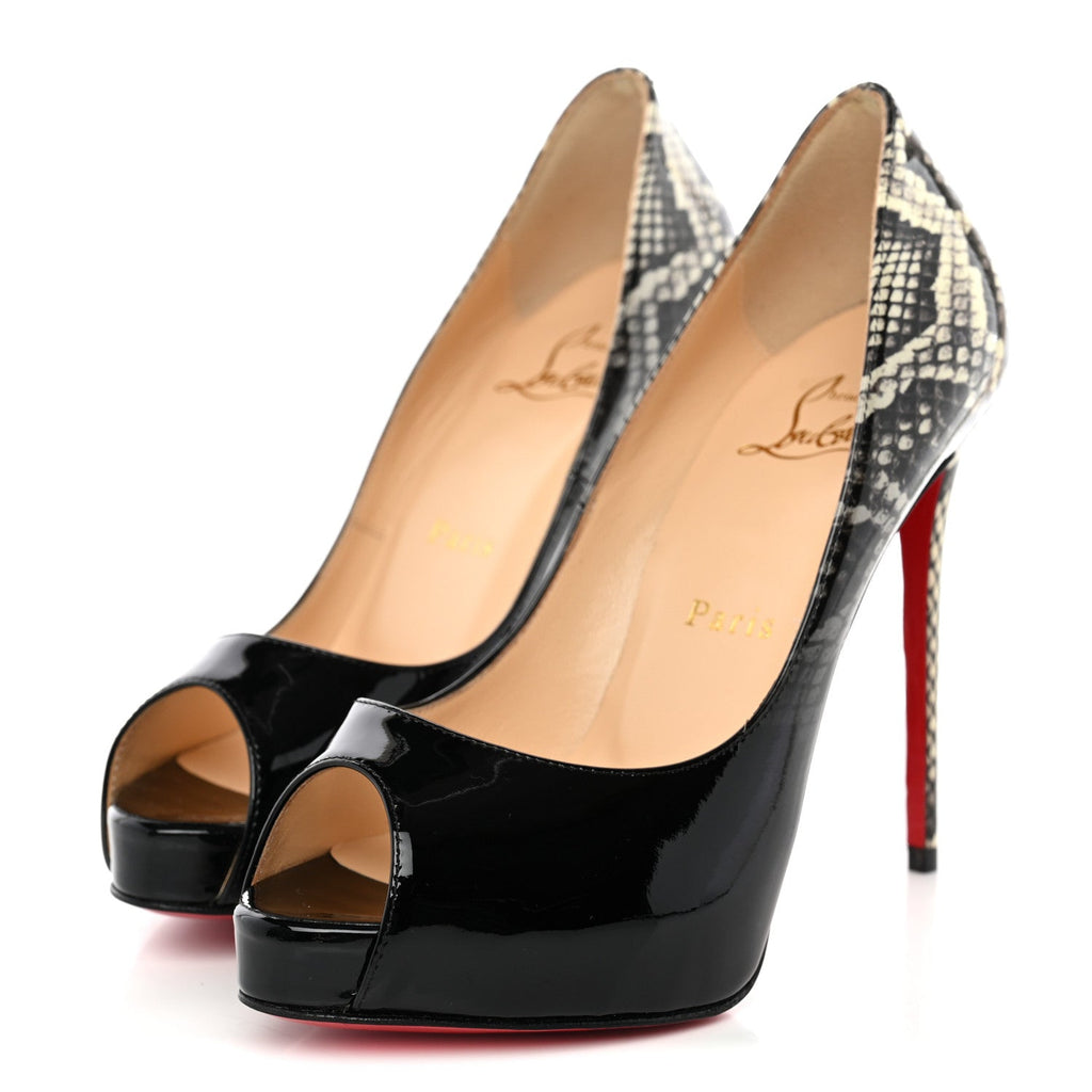 Patent Degrade Snakeskin Printed New Very Prive 120 Peep Toe Pumps 35