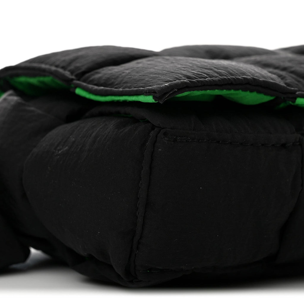 Nylon Intrecciato Padded Tech Mini Cassette Belt Bag Black Green