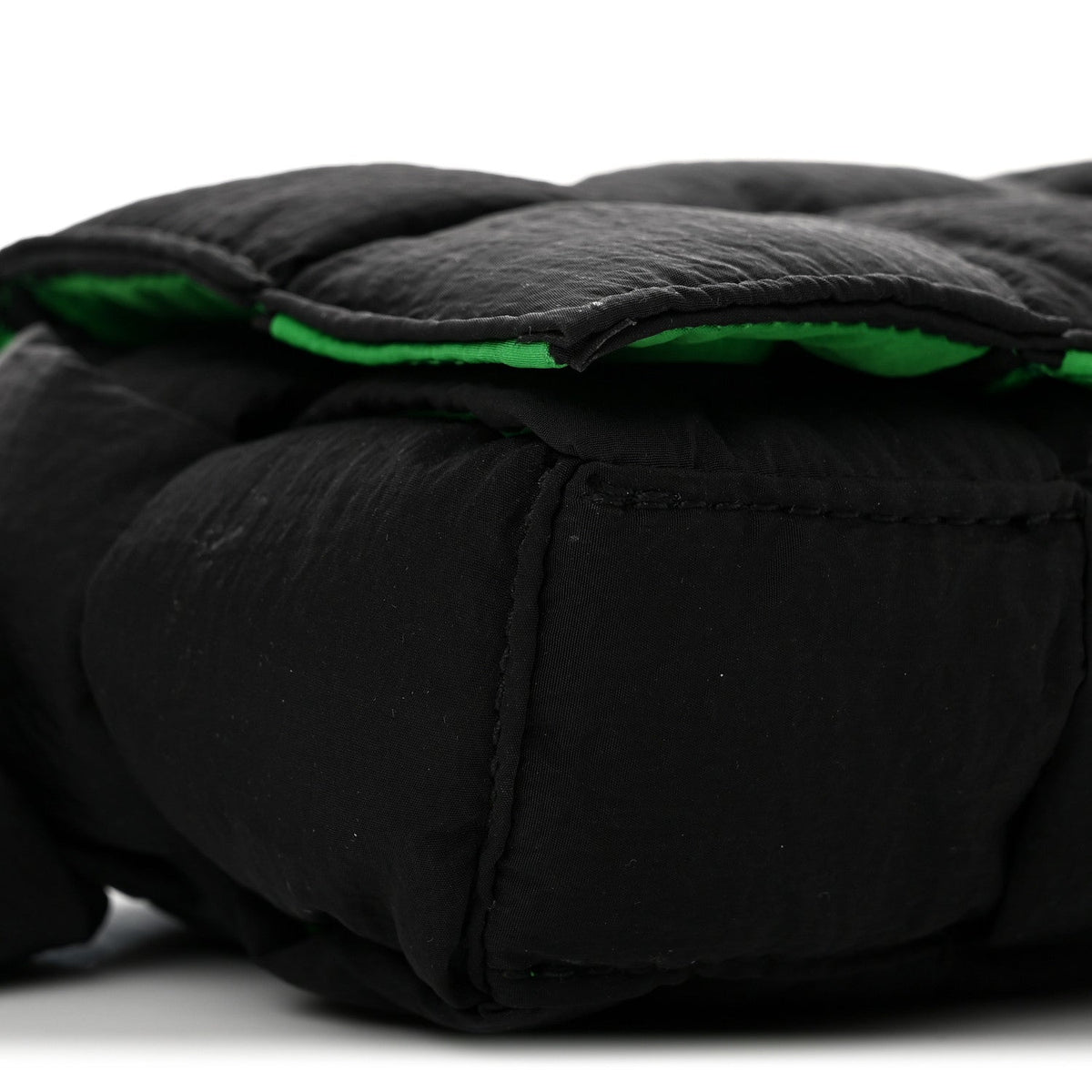 Nylon Intrecciato Padded Tech Mini Cassette Belt Bag Black Green